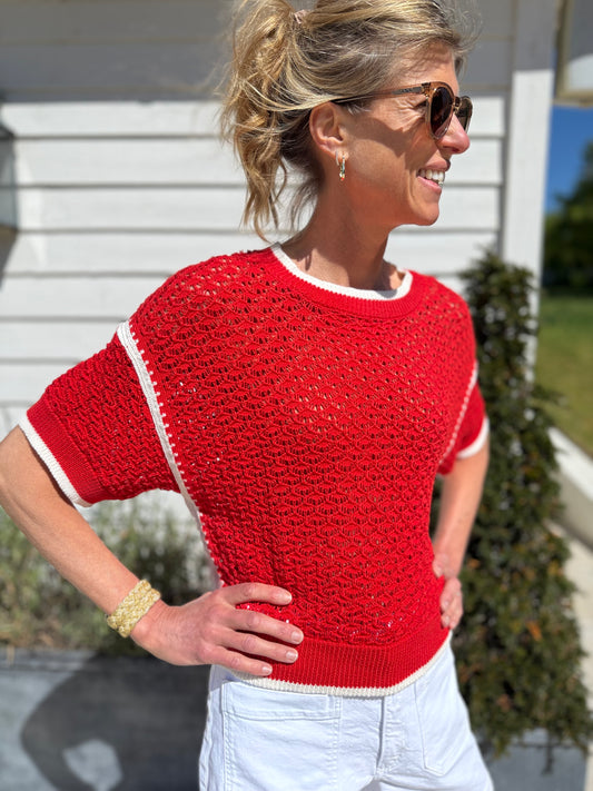 Orsett Red Crochet Top