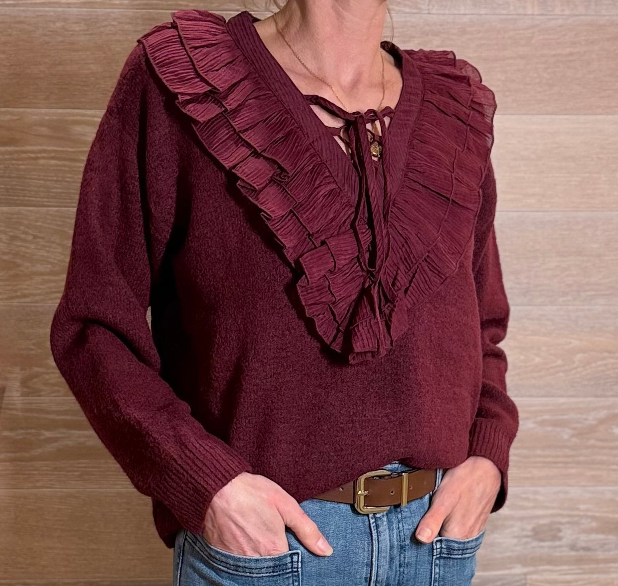 Hanover Burgundy Ruffle Jumper