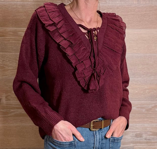 Hanover Burgundy Ruffle Jumper