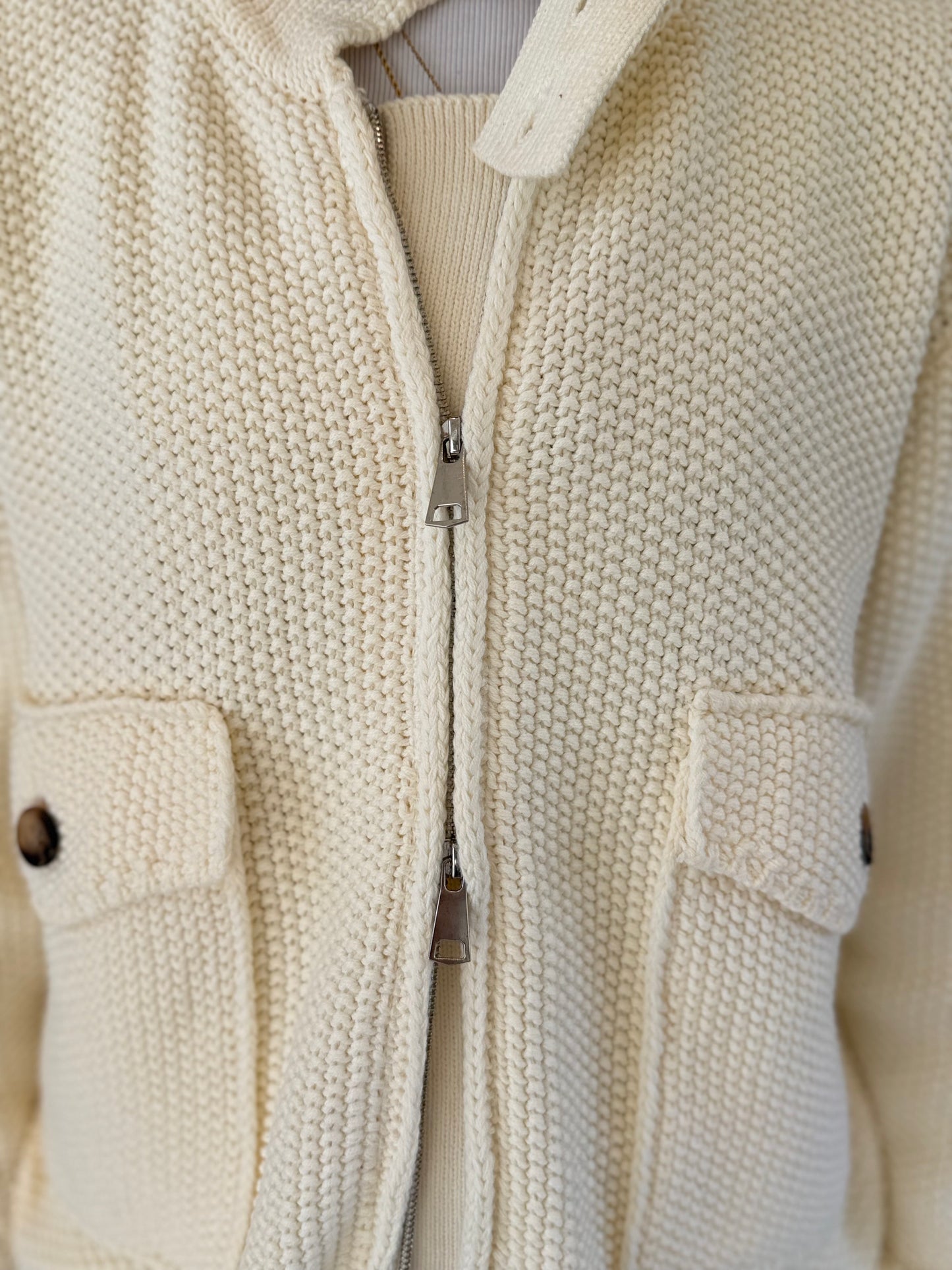 Lonsdale Lightweight Ecru Knitted Bomber