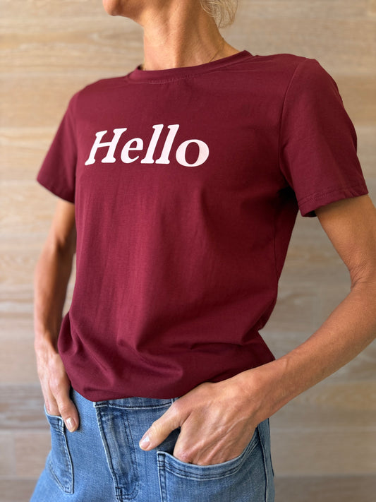 Hello Burgundy T-Shirt