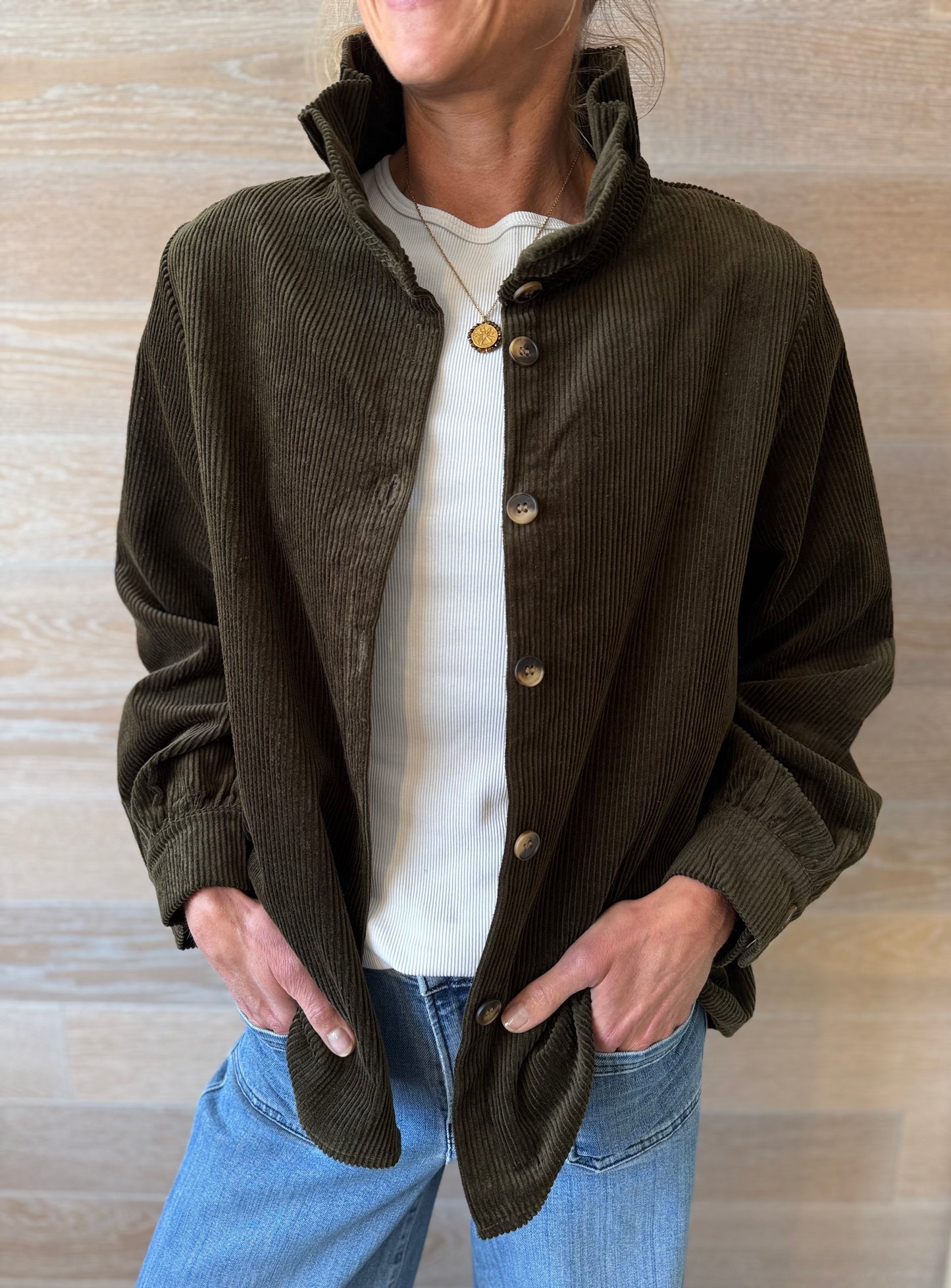 Peckham Khaki Cord Overshirt