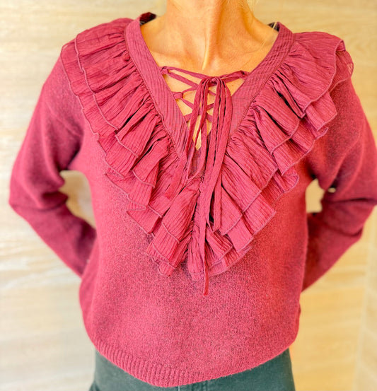 Hanover Burgundy Ruffle Jumper