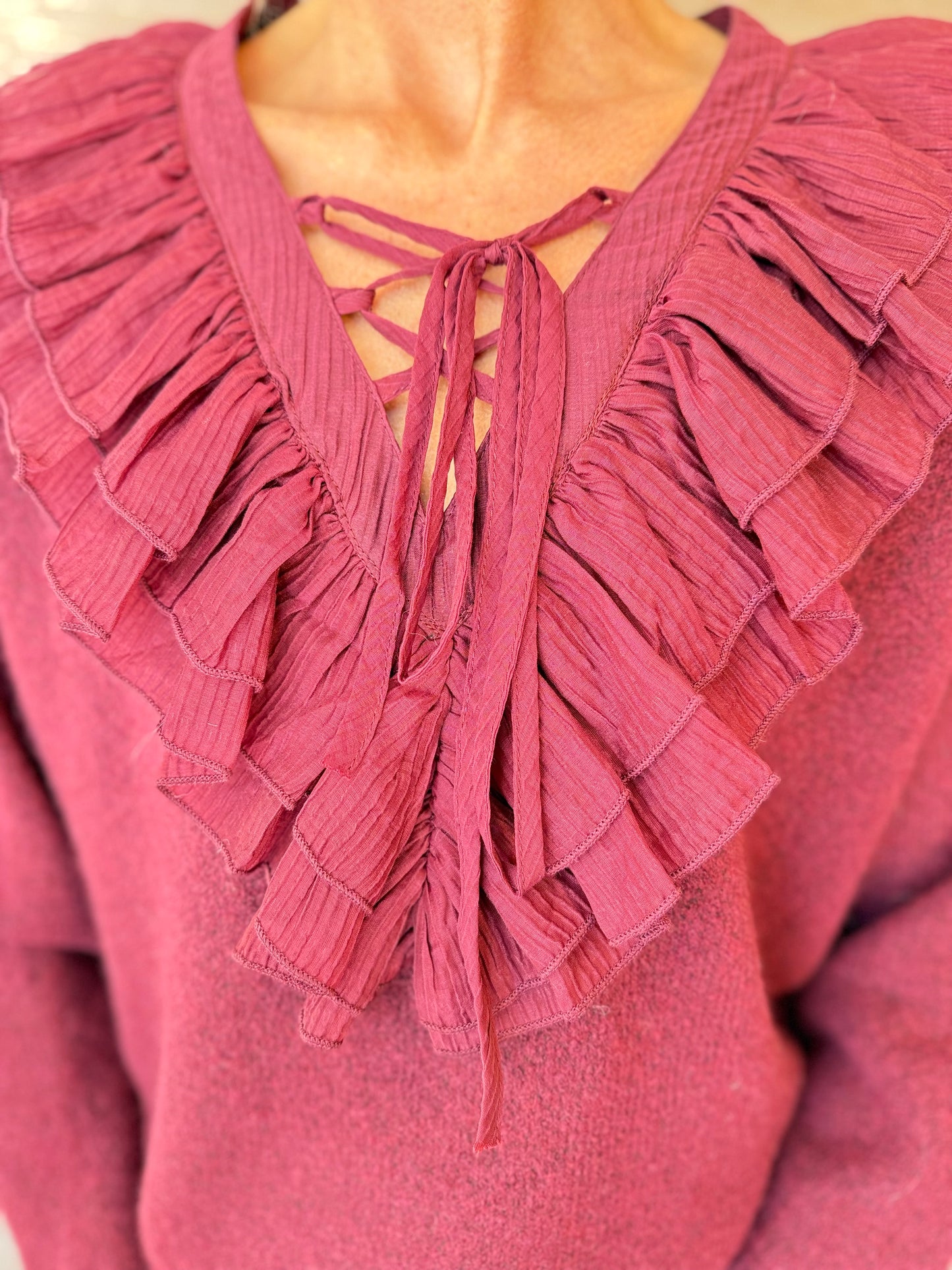 Hanover Burgundy Ruffle Jumper