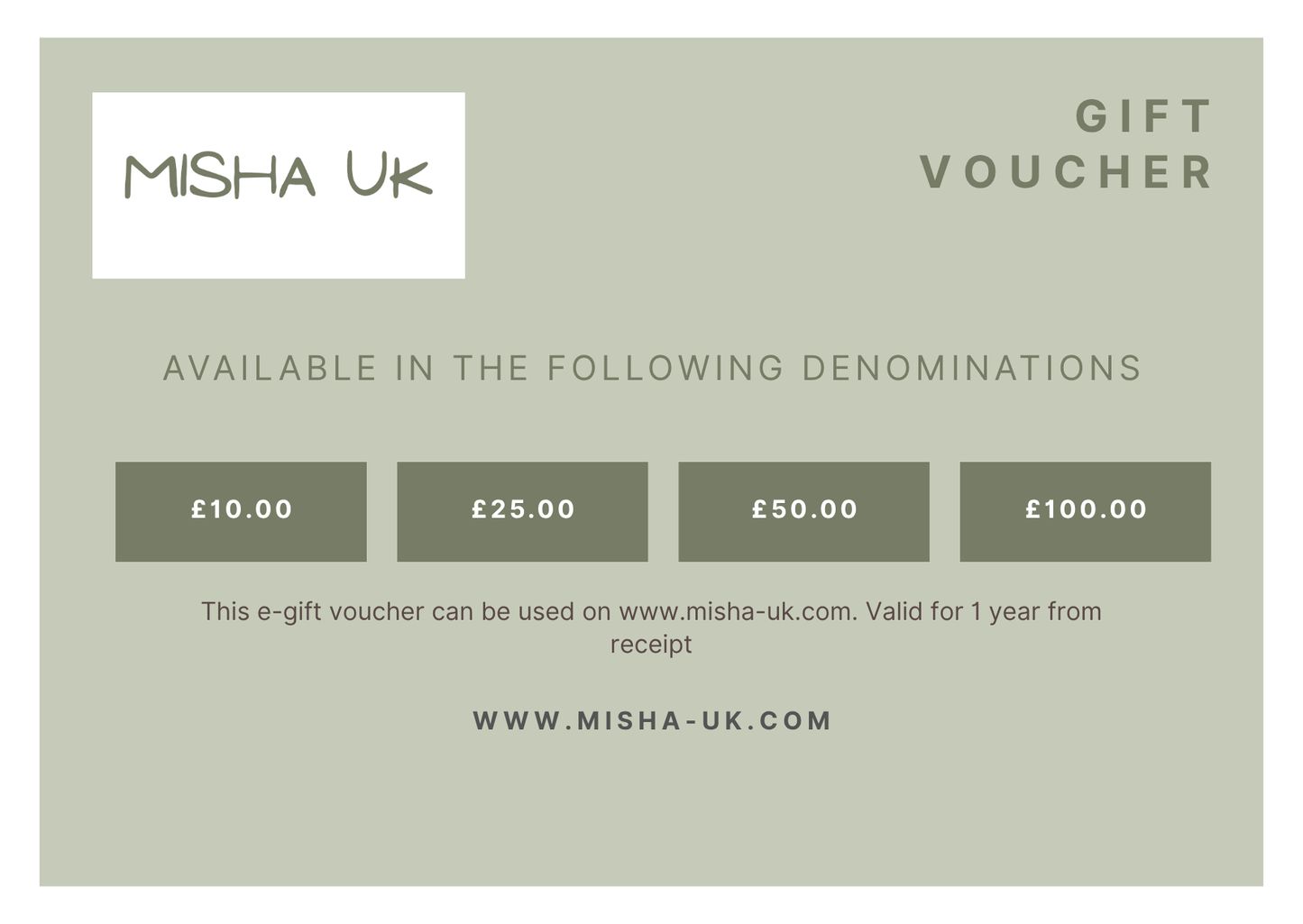 MISHA UK Gift Card