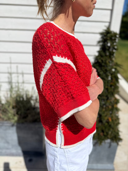Orsett Red Crochet Top