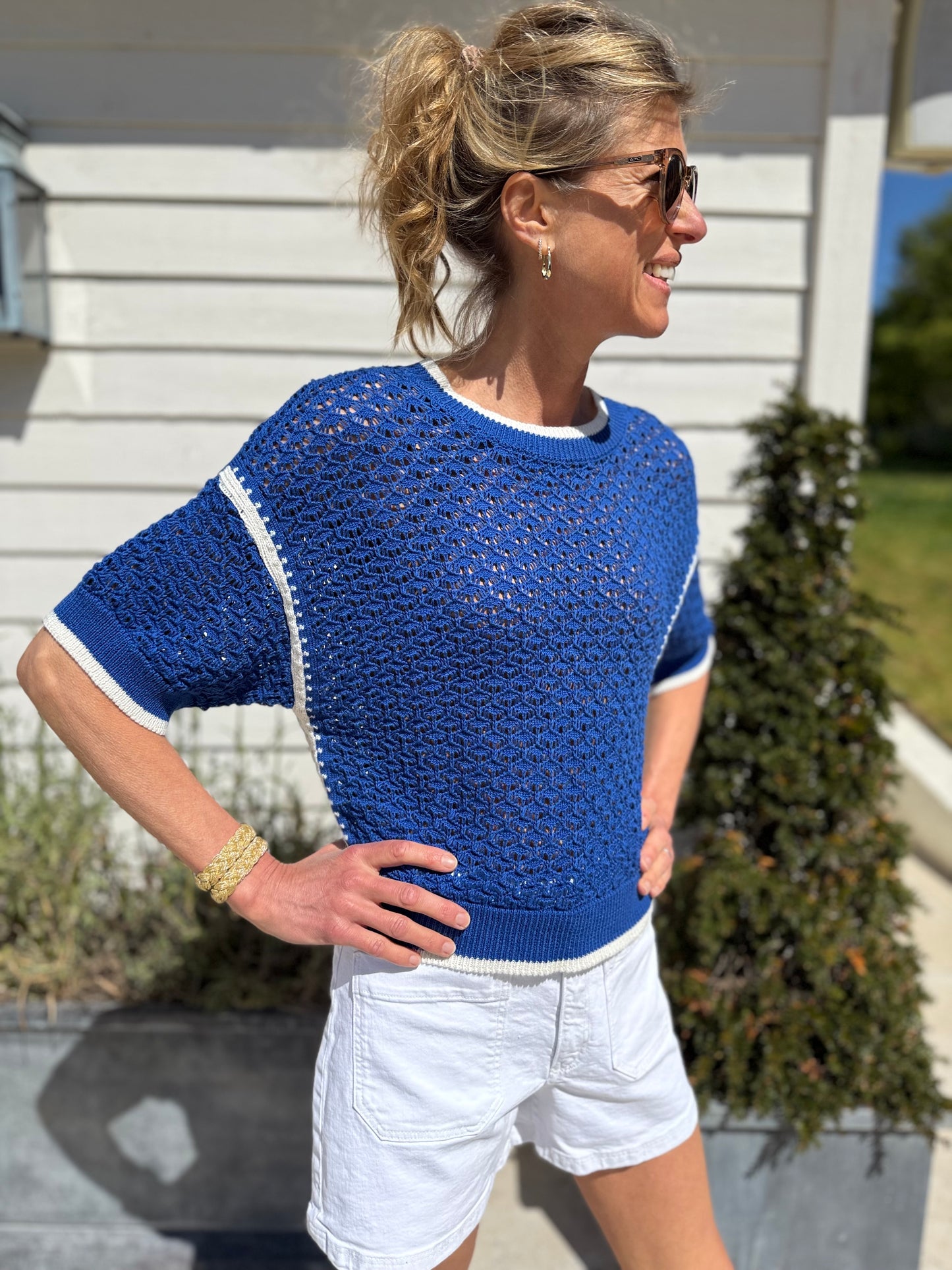 Orsett Blue Crochet Top