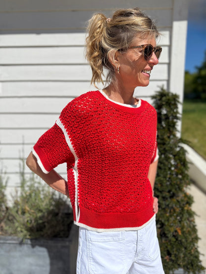 Orsett Red Crochet Top