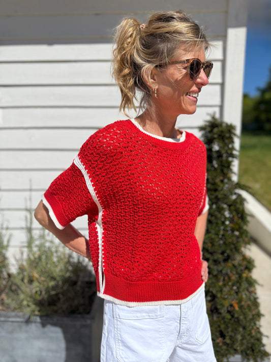Orsett Red Crochet Top