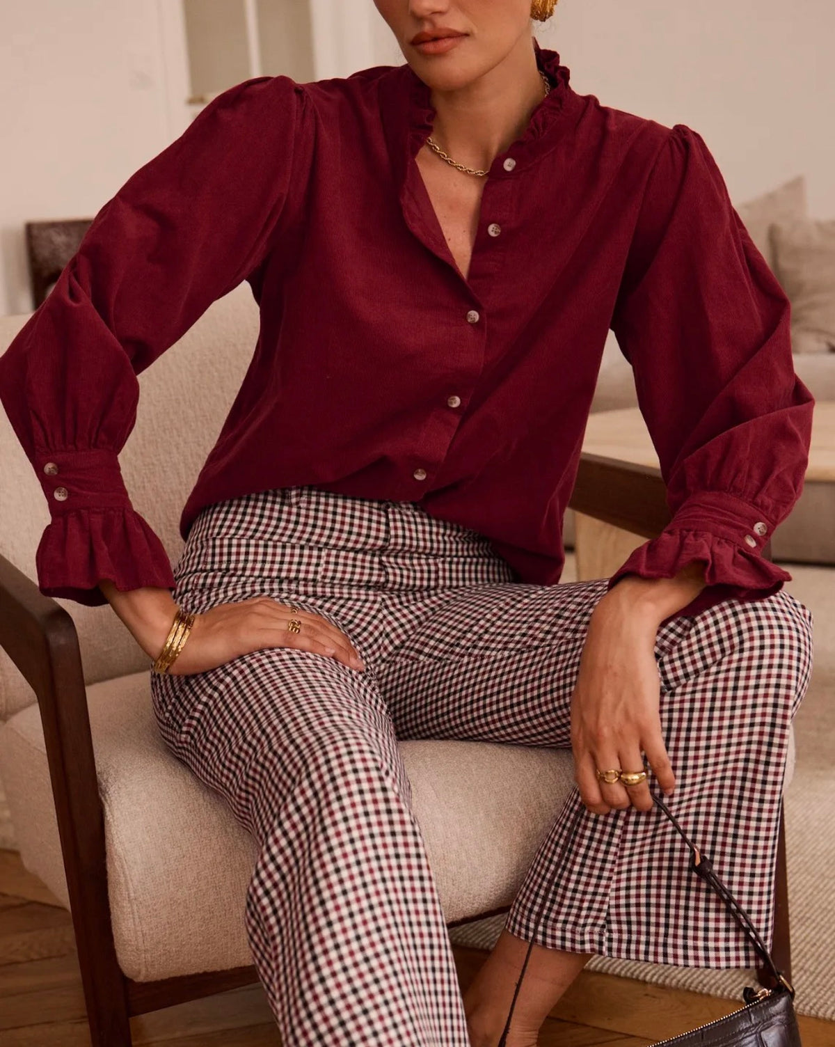 Cordelia Cord Burgundy Shirt