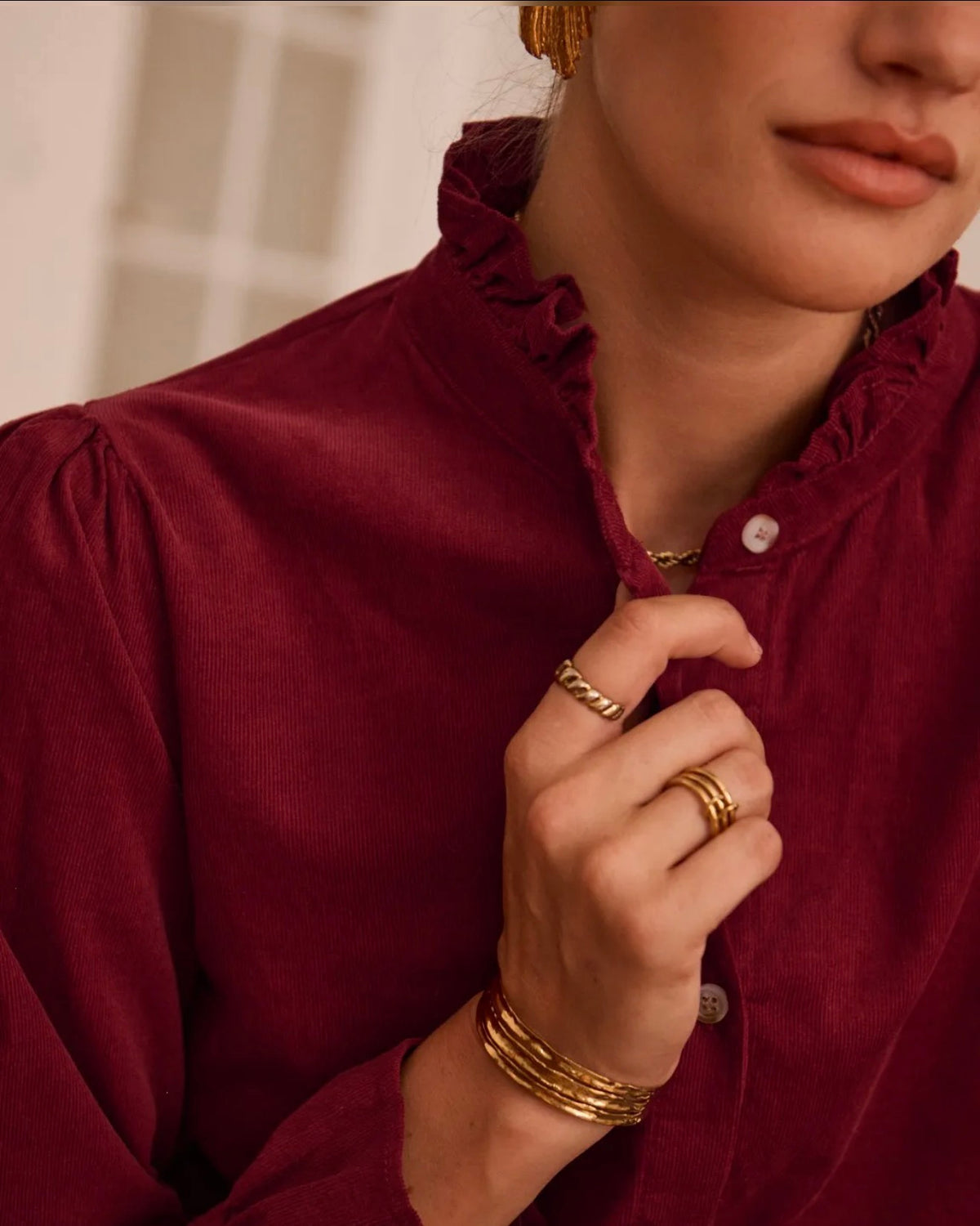 Cordelia Cord Burgundy Shirt