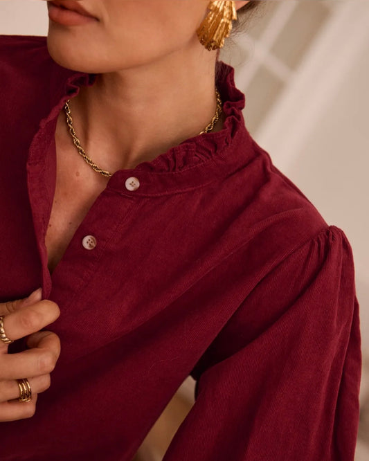 Cordelia Cord Burgundy Shirt