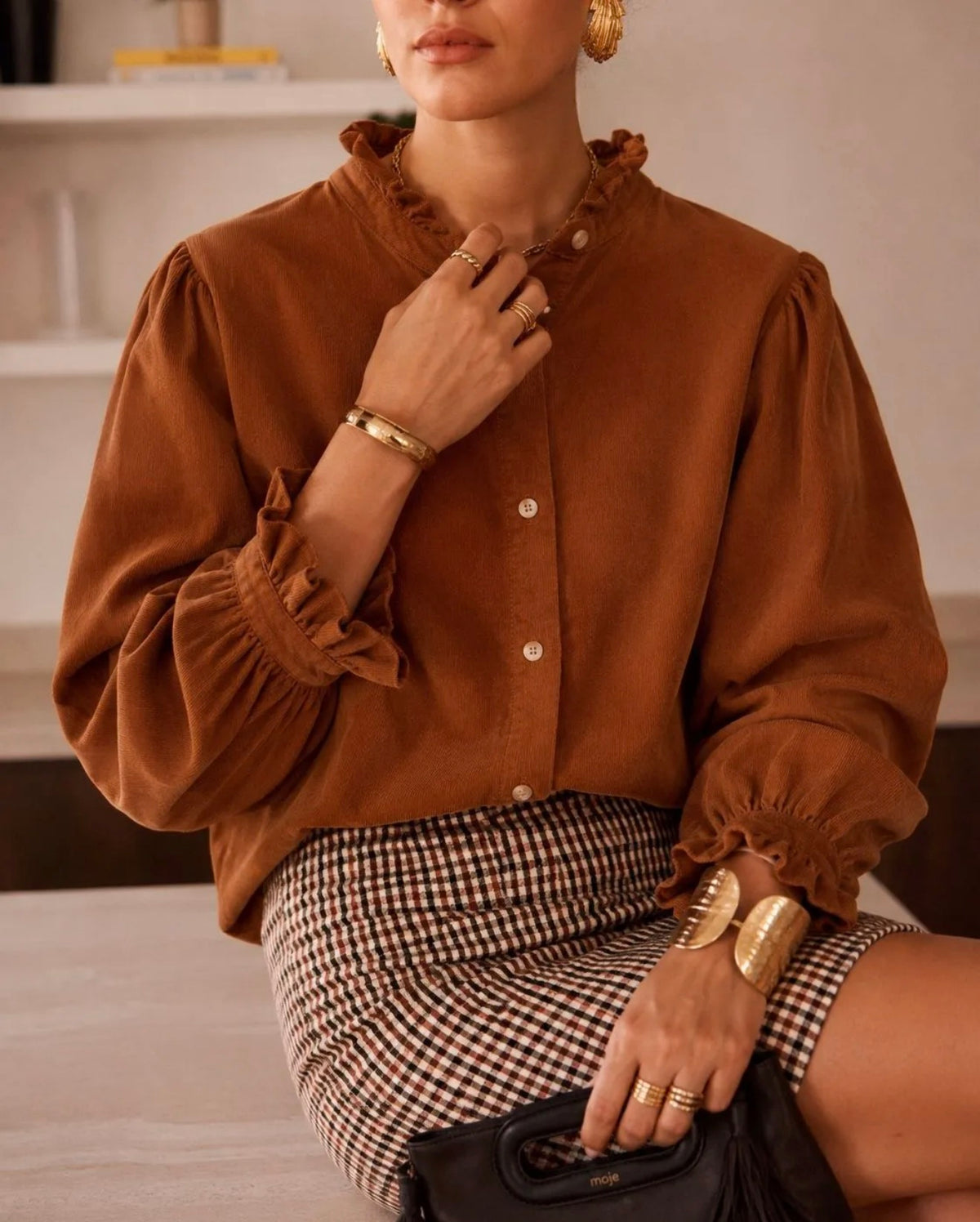 Cordelia Cord Cinnamon Shirt