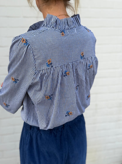 Flower Blue Blouse