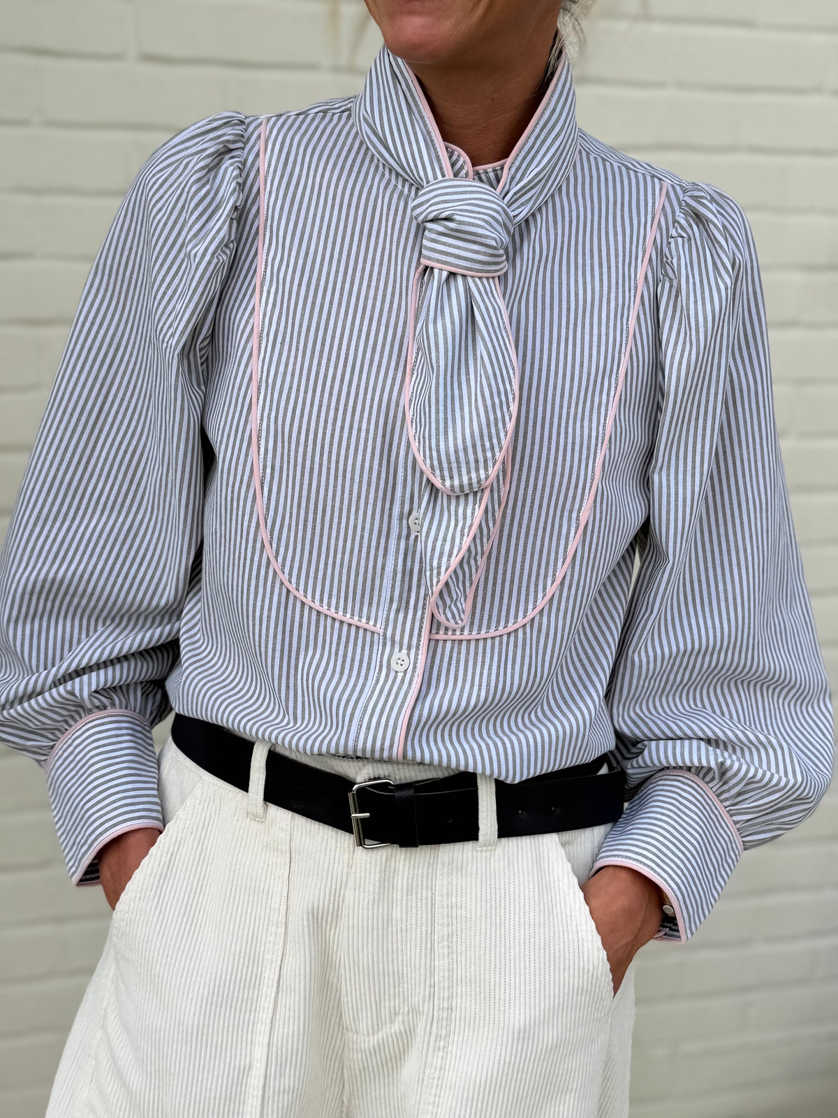 Tierney Khaki Stripe Blouse