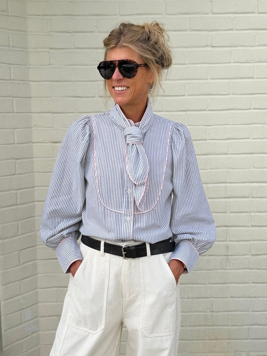 Tierney Khaki Stripe Blouse