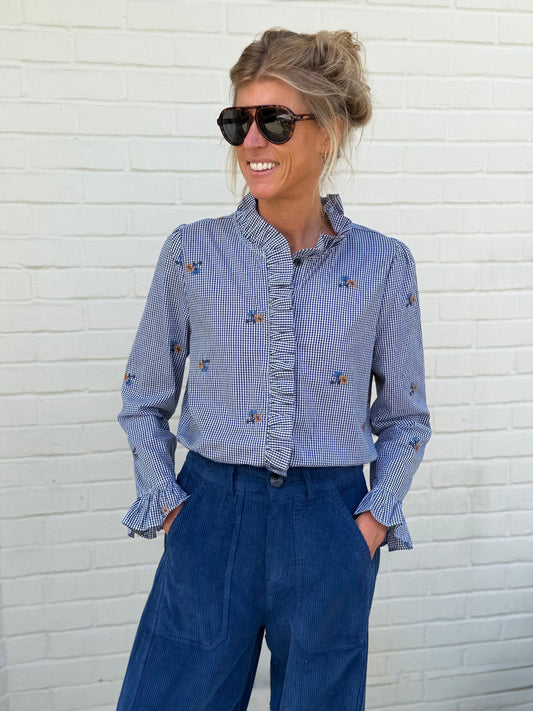 Flower Blue Blouse
