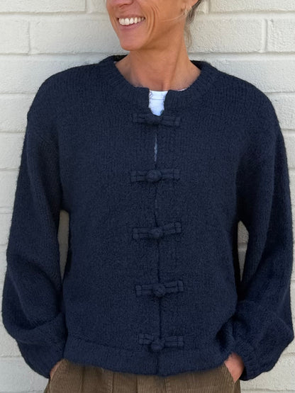 Mandarin Navy Cardigan