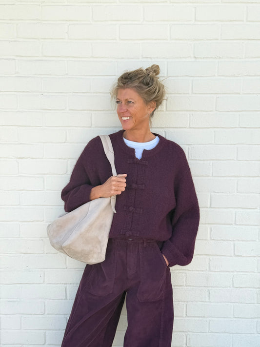 Mandarin Burgundy Cardigan