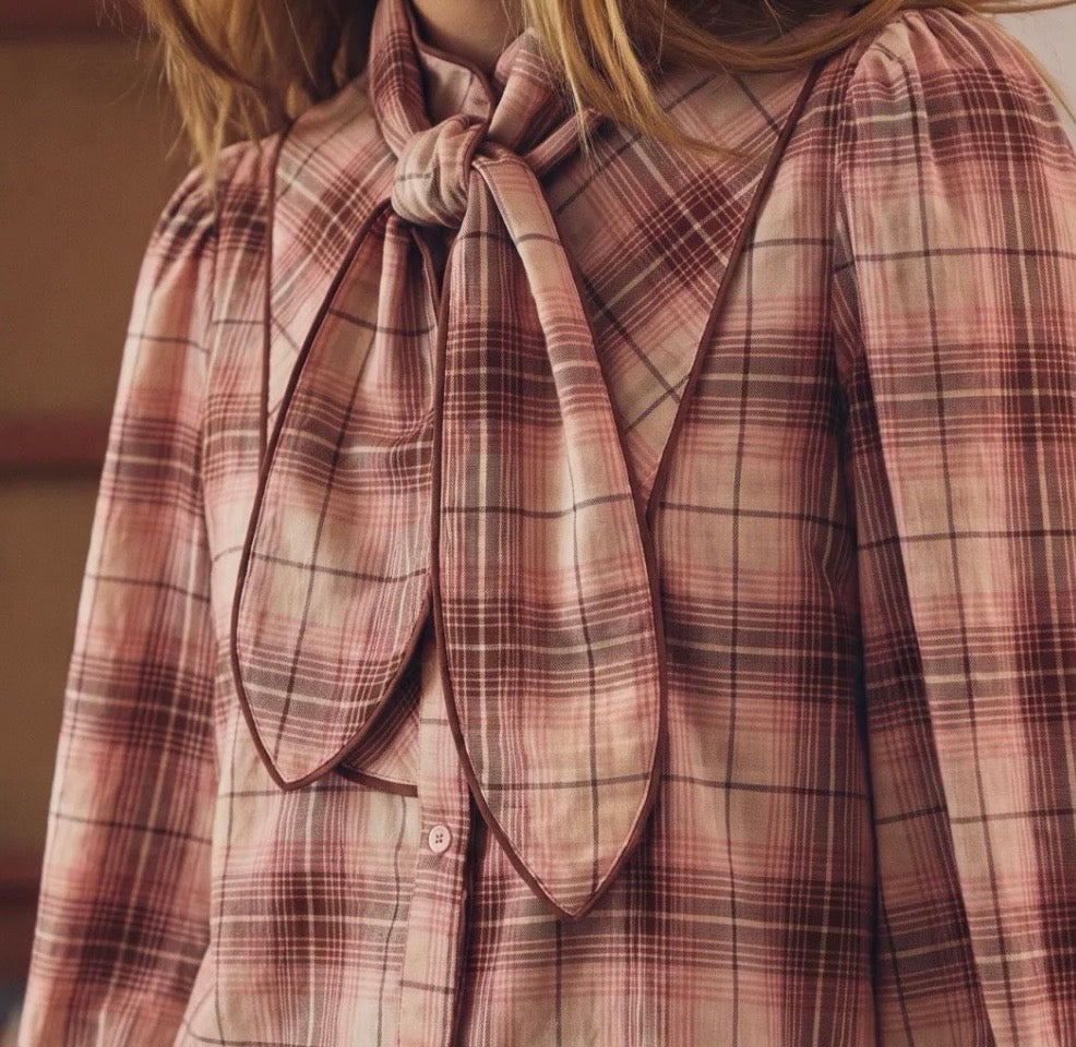 Tierney Pink Check Blouse