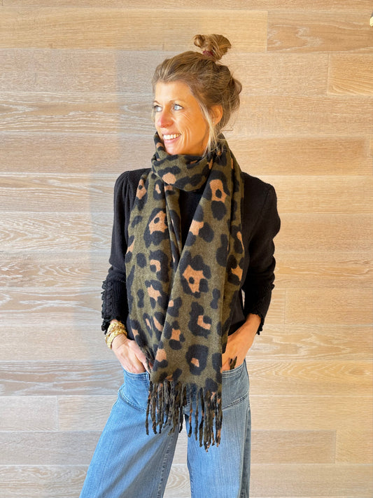 Khaki Leopard Scarf
