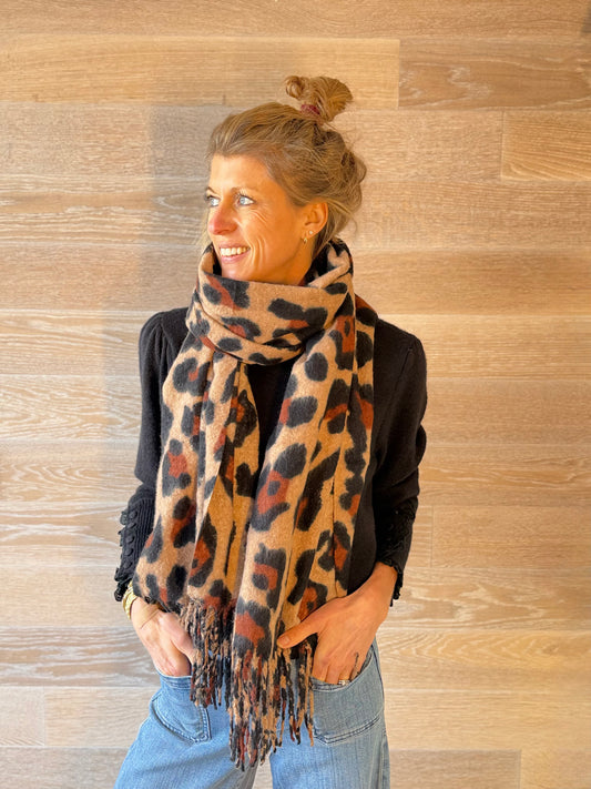 Brown Leopard Scarf
