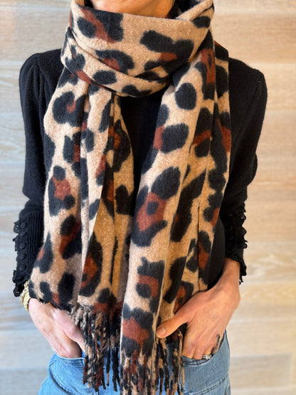 Brown Leopard Scarf