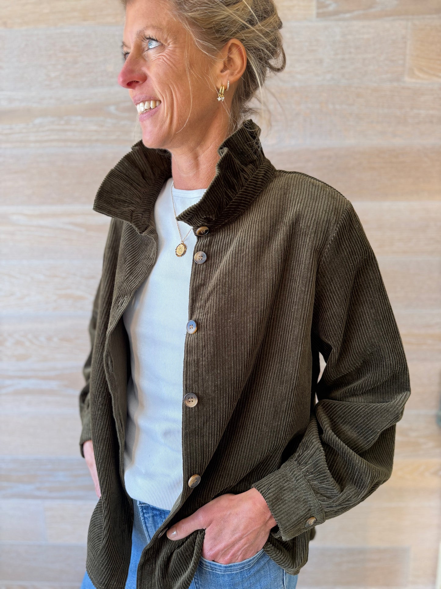 Peckham Khaki Cord Overshirt