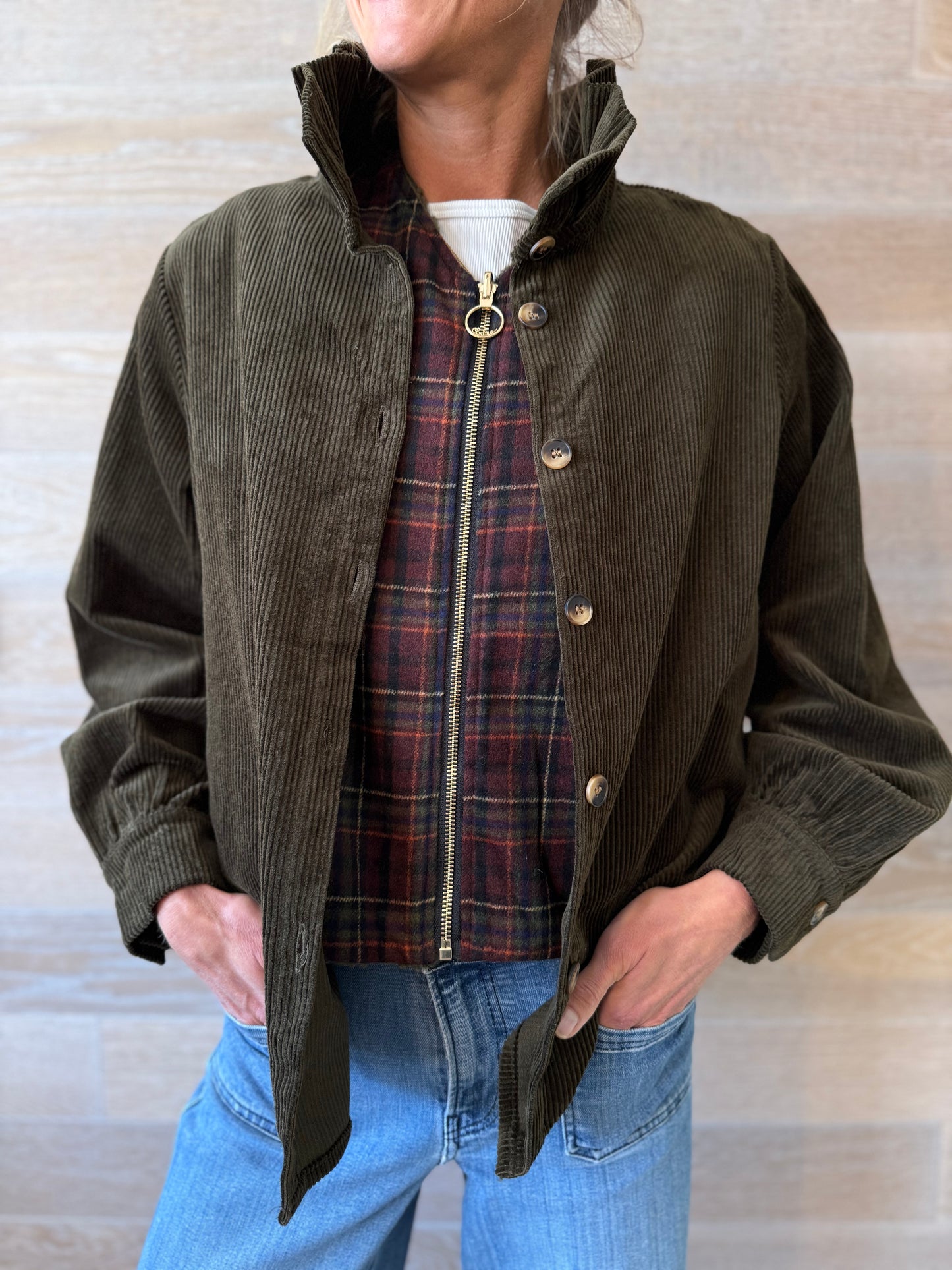 Peckham Khaki Cord Overshirt