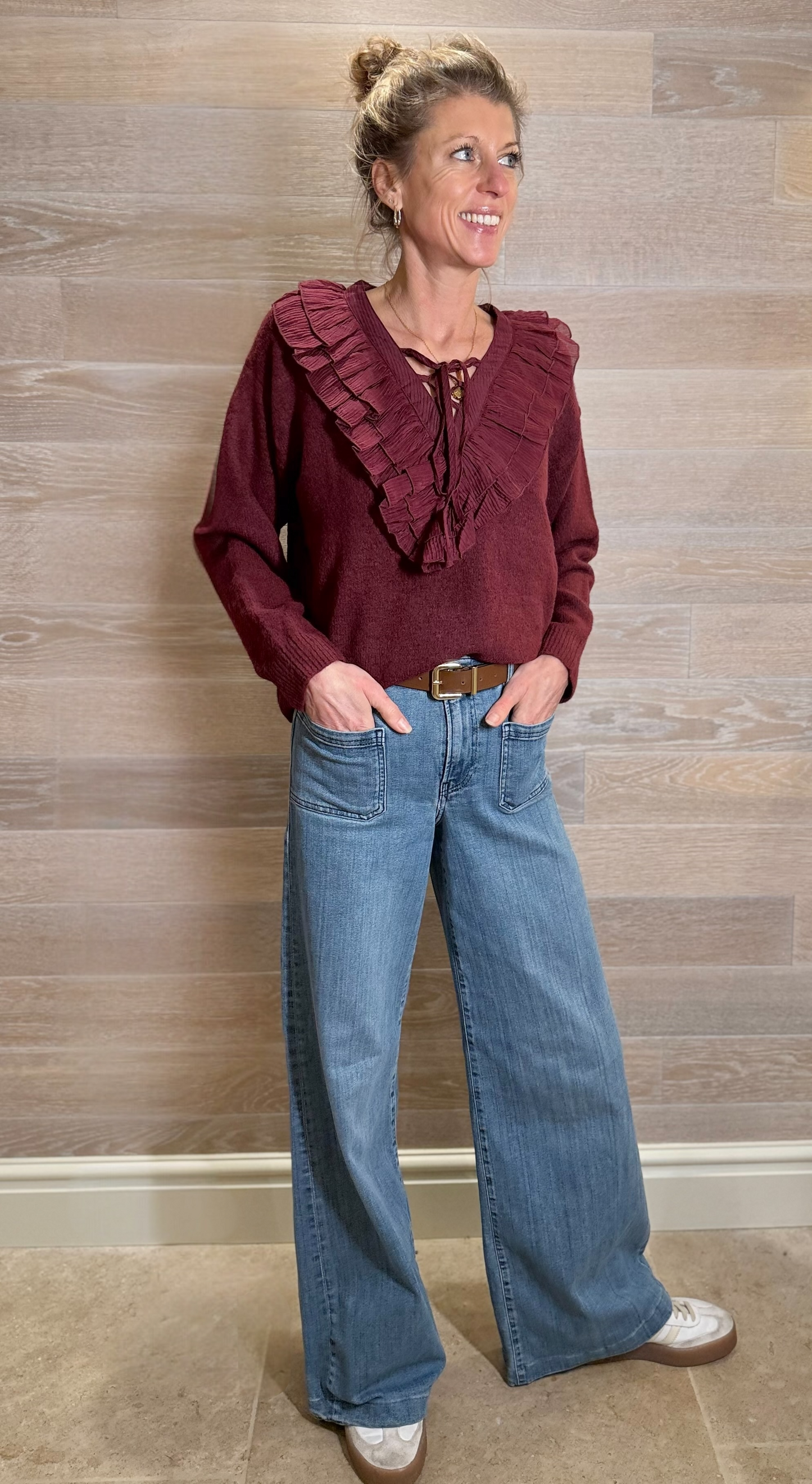 Hanover Burgundy Ruffle Jumper