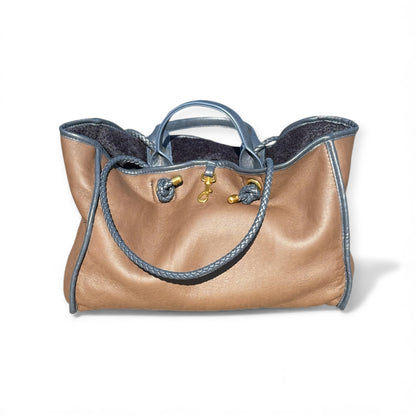 Reversible Navy and Chocolate Teddy Bag